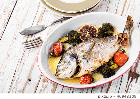Baked in oven sea fish dorado 46943309