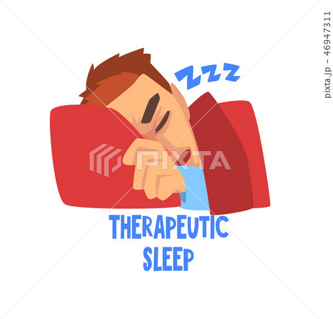 Therapeutic sleep, sick man character with a headache, migraine, health problems, vector Therapeutic sleep, sick man character with a headache, migraine, health problems, vector 46947311