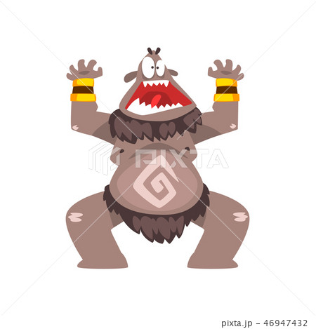 Funny cartoon bigfoot monster, colorful fabulous creature character vector Illustration 46947432