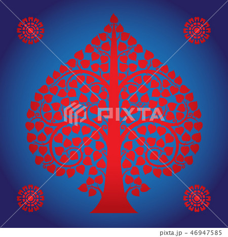 Thai Art Bodhi Tree on Blue Background 46947585