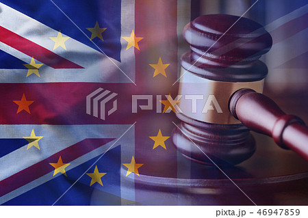 Gavel of British and European Union flags Gavel of British and European Union flags 46947859