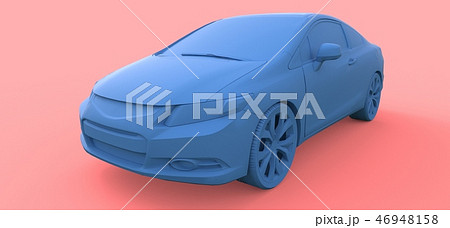 Blue small sports car coupe. 3d rendering. Blue small sports car coupe. 3d rendering. 46948158