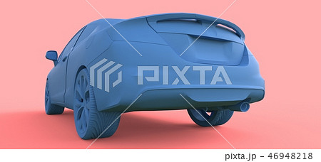 Blue small sports car coupe. 3d rendering. Blue small sports car coupe. 3d rendering. 46948218
