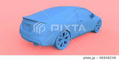 Blue small sports car coupe. 3d rendering. 46948246