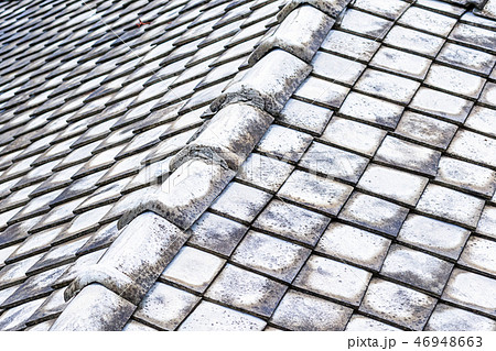 old tile roof slope surface windblown corrosion old tile roof slope surface windblown corrosion 46948663