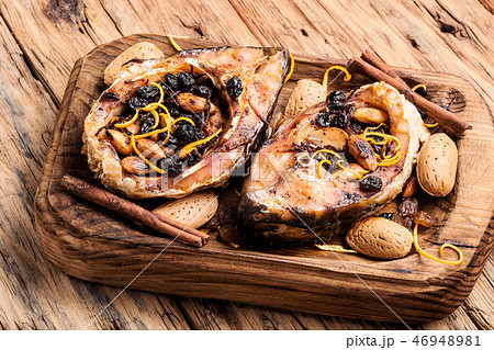 Grilled fish steak 46948981