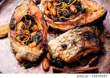 Grilled fish steak 46948984