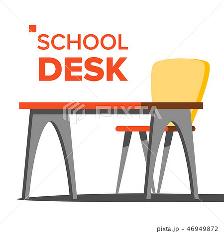School Desk Vector. Empty Table, Chair. School Education Concept. Isolated Flat Cartoon Illustration School Desk Vector. Empty Table, Chair. School Education Concept. Isolated Flat Cartoon Illustration 46949872