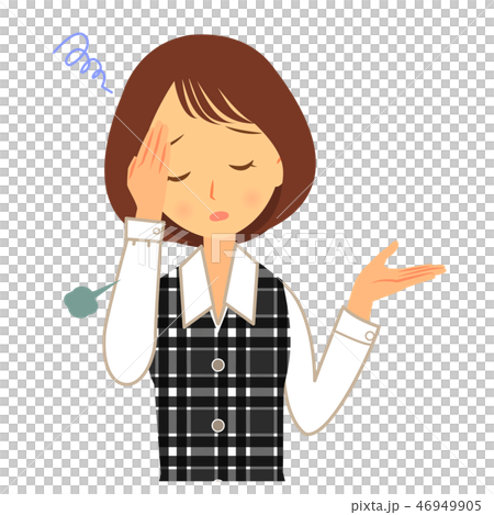 Woman in uniform holding head 46949905