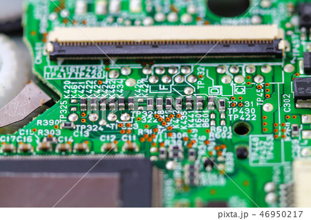 Closeup electronic circuit board 46950217