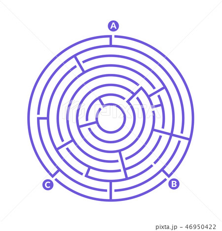 Simple round maze labyrinth game for kids. Simple round maze labyrinth game for kids. 46950422