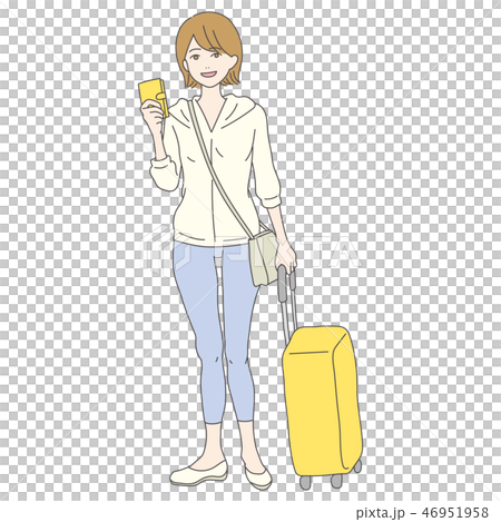 畫手提箱的婦女 46951958