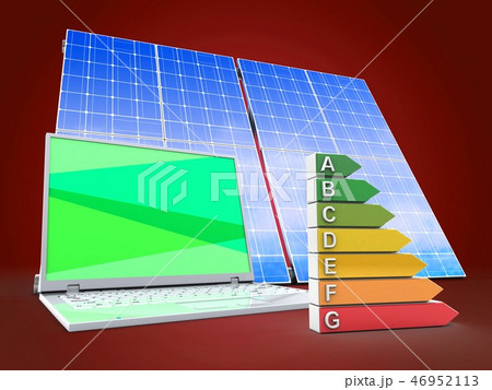3d illustration of laptop with solar panel  46952113