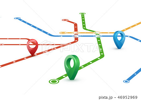 Abstract map of subway routes. Perspective view. Realistic 3D pointers Abstract map of subway routes. Perspective view. Realistic 3D pointers 46952969