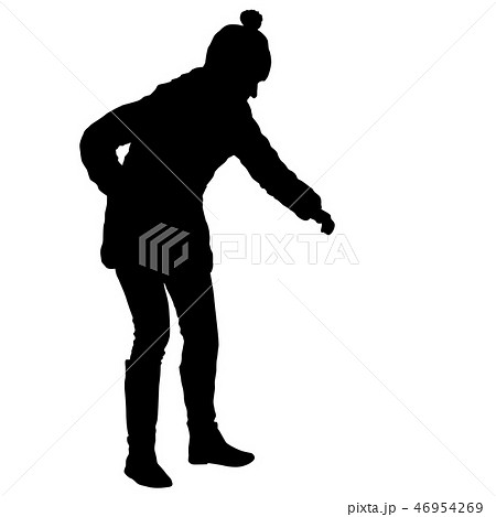 Silhouette of People Standing on White Background 46954269