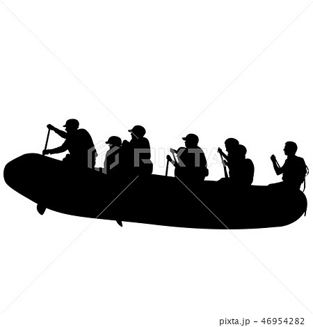 Silhouette Descent On A River Water Raftersのイラスト素材