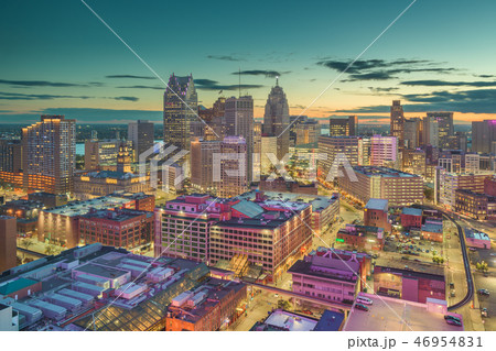 Detroit, Michigan, USA Downtown Skyline at Dusk 46954831