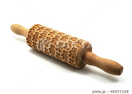 rolling pin with bear pattern on white 46955108