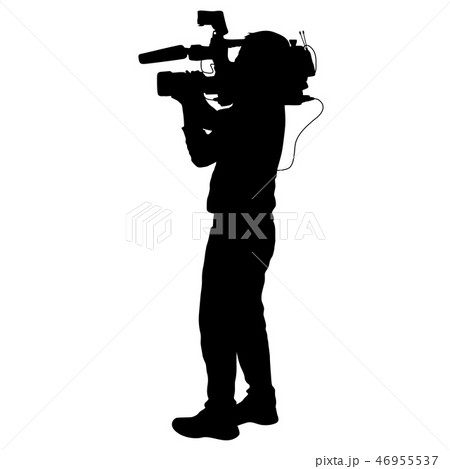 Cameraman with video camera. Silhouettes Cameraman with video camera. Silhouettes 46955537