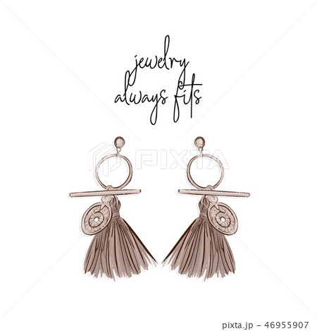 Beautiful earring stylish tepography poster. Modern hand drawn accessories with text slogan. Vector 46955907