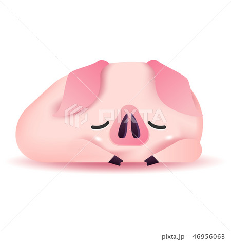 Cute pig character sleeping. 46956063