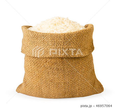 Full bag of rice closeup on a white. Isolated. 46957064