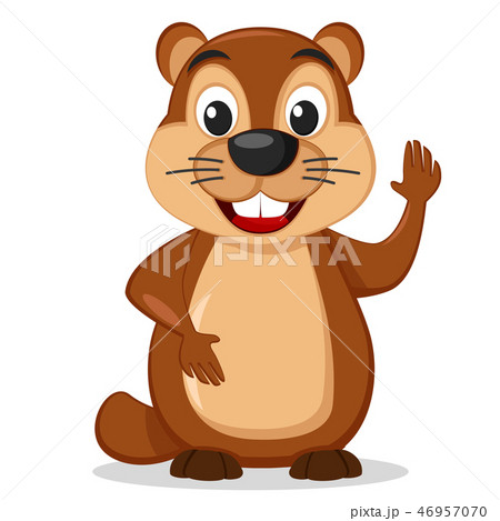 Groundhog stands on a white background and waving 46957070