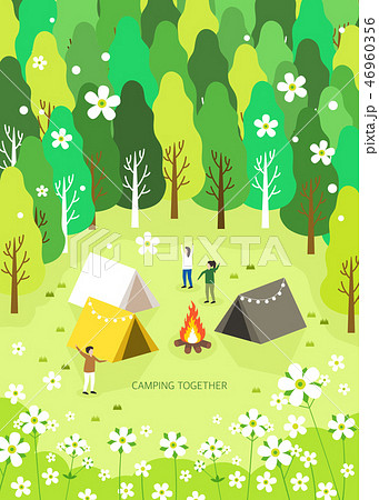 春 キャンプ キャンピング 46960356
