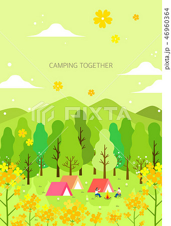 春 キャンプ キャンピング 46960364