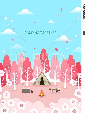 春 キャンプ キャンピング 46960365