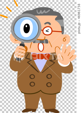 虫眼鏡を覗いて驚くビジネスマン　中高年　社長　富裕層 46961738