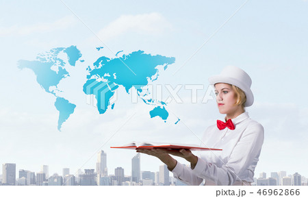 Pretty woman with opened book Pretty woman with opened book 46962866