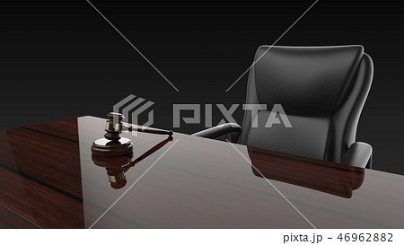 裁判 小槌 ジャッジガベルと机と椅子 パースのイラスト素材