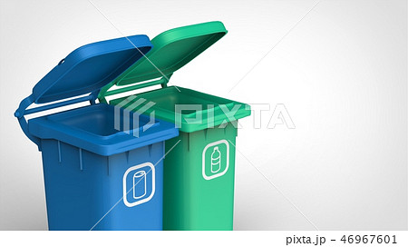 缶とペットボトル用ゴミ箱 オープン 左のイラスト素材
