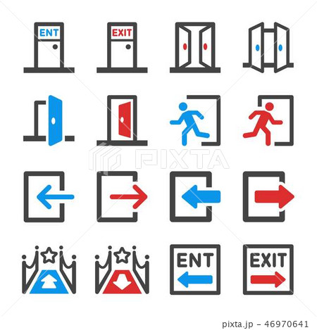 entrance and exit icon set 46970641