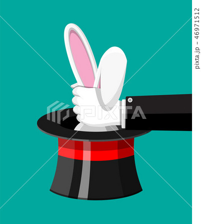 Magic hat with easter bunny ears. Magic hat with easter bunny ears. 46971512
