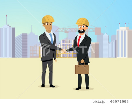 Partners Handshaking on Construction Site Vector Partners Handshaking on Construction Site Vector 46971992