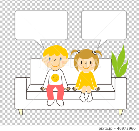 Sofa boy girl speech bubble illustration clip art 46972960