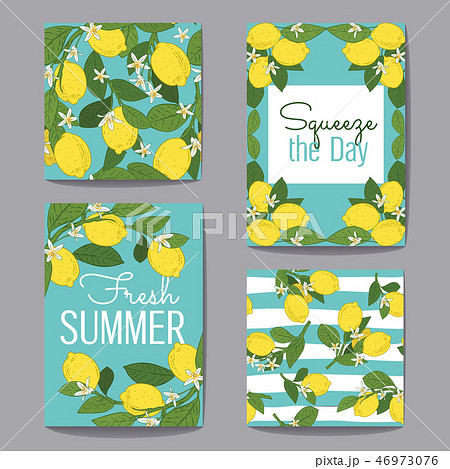 Citrus fruits greeting cards and patterns on turquoise blue set. Vector illustration Citrus fruits greeting cards and patterns on turquoise blue set. Vector illustration 46973076