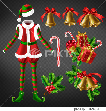 Christmas celebration attributes 3d vector set 46973150