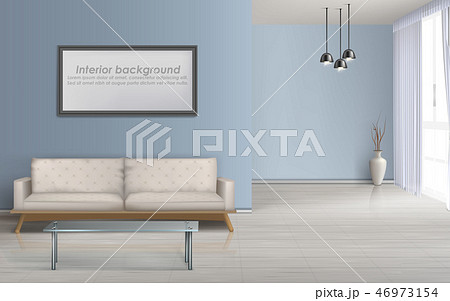 Spacious living room realistic vector background 46973154