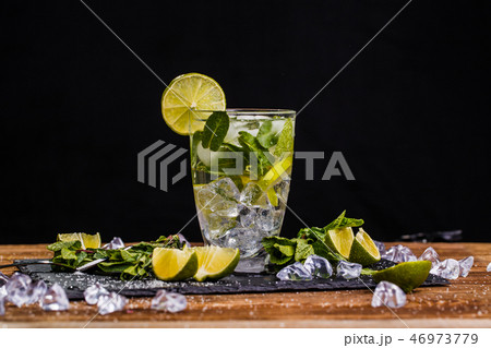 Mojito on brown wooden table 46973779