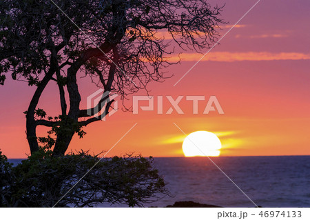 沈む太陽の写真素材