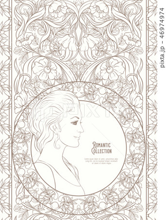 Portrait of a woman with long hair. Vector. 46974974