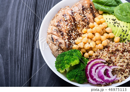 Buddha bowl broccoli quinoa chicken avocado 46975113