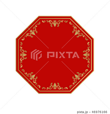 中国式の八角のフレーム 八卦 縁起の良い枠組みのデザイン アジア風の八角形のデザイン のイラスト素材