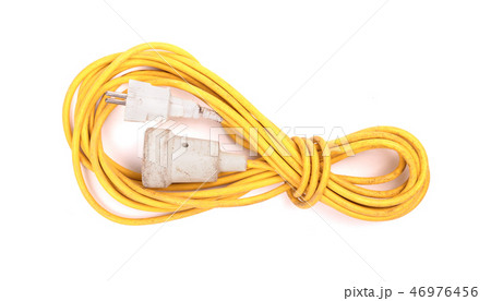 Yellow extension cord isolated on white Yellow extension cord isolated on white 46976456
