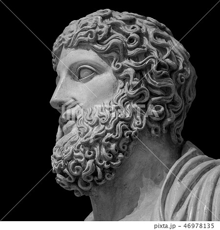 Marble statue of greek god Zeus isolated on black background Marble statue of greek god Zeus isolated on black background 46978135