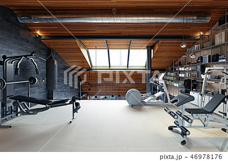 Home Gym Room In The Atticのイラスト素材