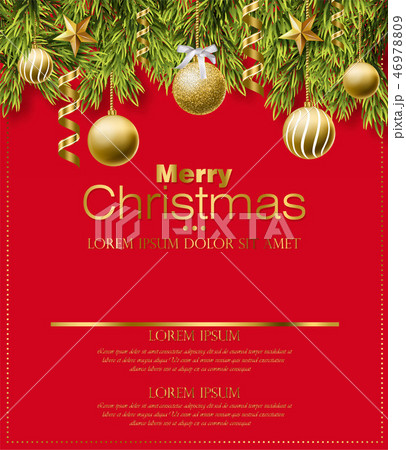 Merry Christmas red card with golden glitter 46978809